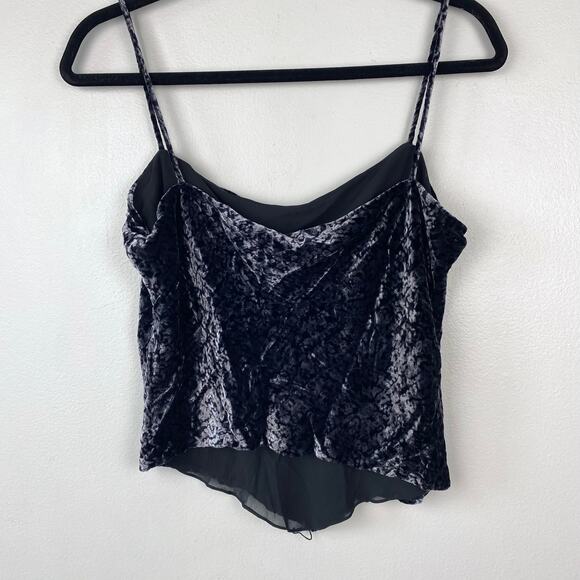 Anne Klein Velvet Whimsygoth Cami Gray Black Crushed Velvet Triangle Hem Size 12 - Picture 6 of 9